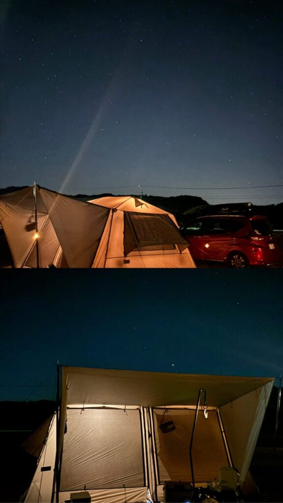 あずみキャンプ写真-テント+夜景